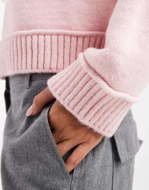 ASOS DESIGN knit oversized sweater with wide rib detailing in ecru, 4 of 4