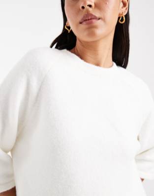 Asos Design Knit Oversized Top With Wool In White