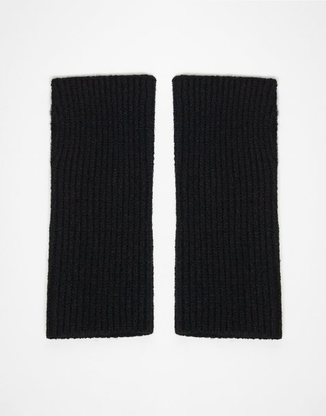 ASOS DESIGN knit palm warmers in black - view 1