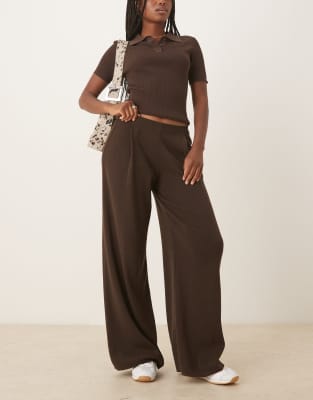 Asos Design Knit Pants In Brown