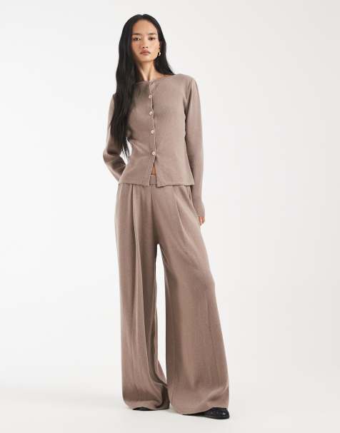 ASOS DESIGN knit pants in mocha brown - part of a set - view 1