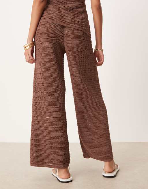 ASOS DESIGN knit pants with turquoise beads in brown - part of a set, 3 of 5