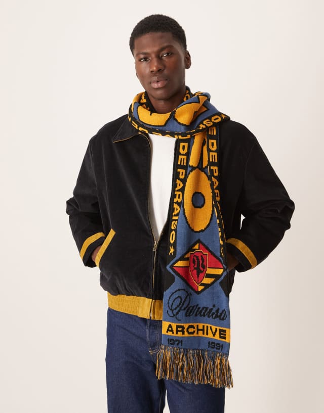 ASOS DESIGN knit Paraiso graphic soccer scarf | ASOS