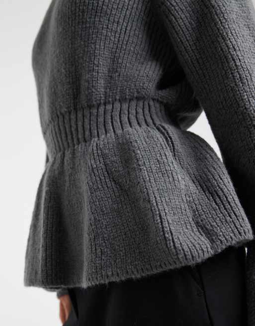Andequal peplum shaggy knit bustier グレー andequal peplum shaggy knit bustier グレー peplum shaggy