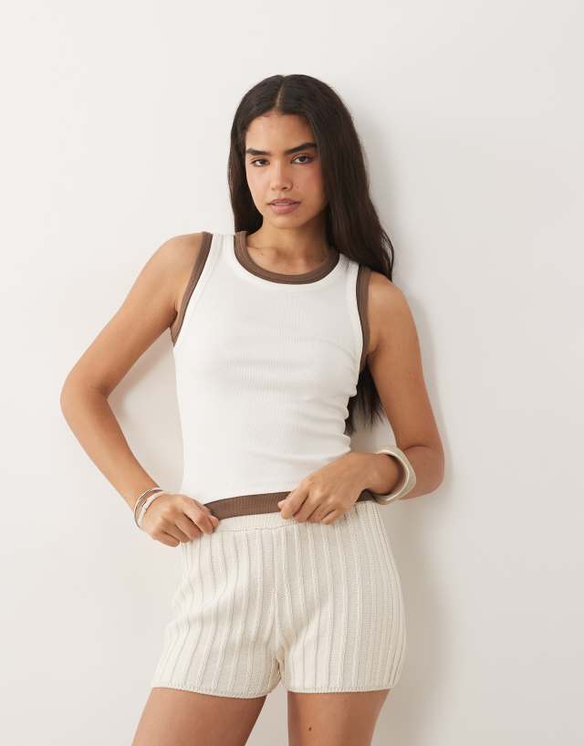 ASOS DESIGN knit pleated short in ecru - part of a set