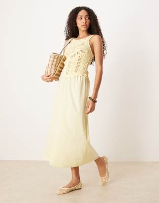 Asos Design Knit Poplin Mix Maxi Dress