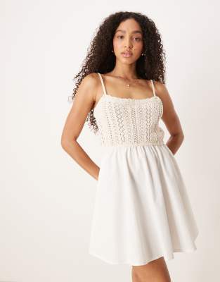 Asos Design Knit Poplin Mix Mini Dress