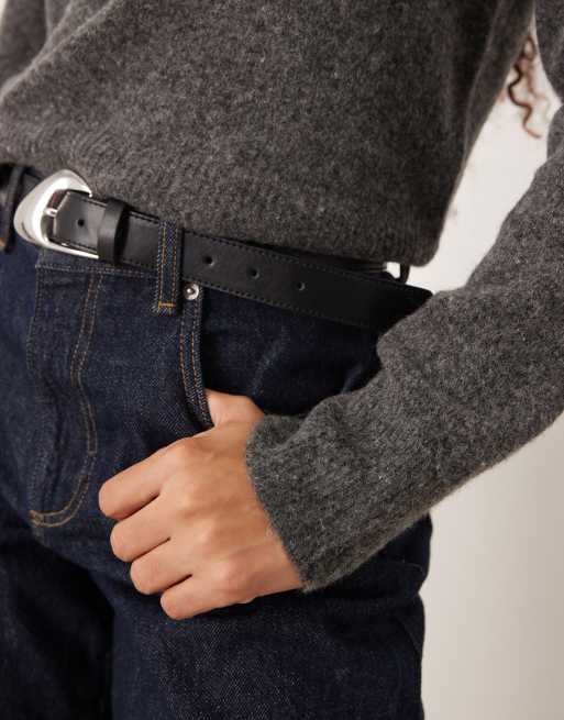 ASOS DESIGN knit alpaca blend fitted top in charcoal