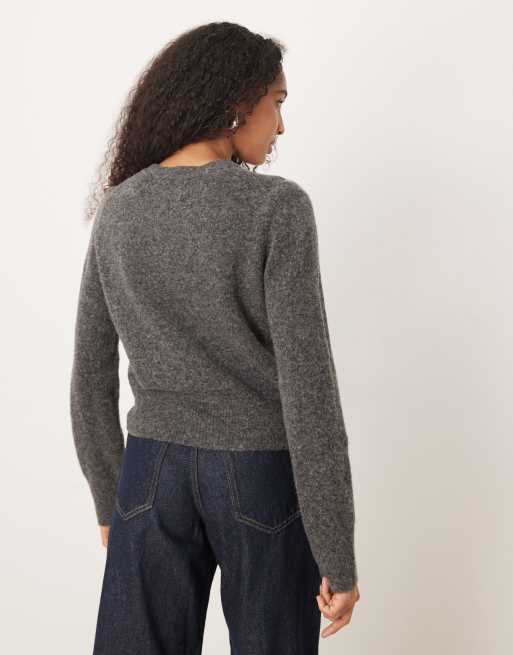 ASOS DESIGN knit alpaca blend fitted top in charcoal