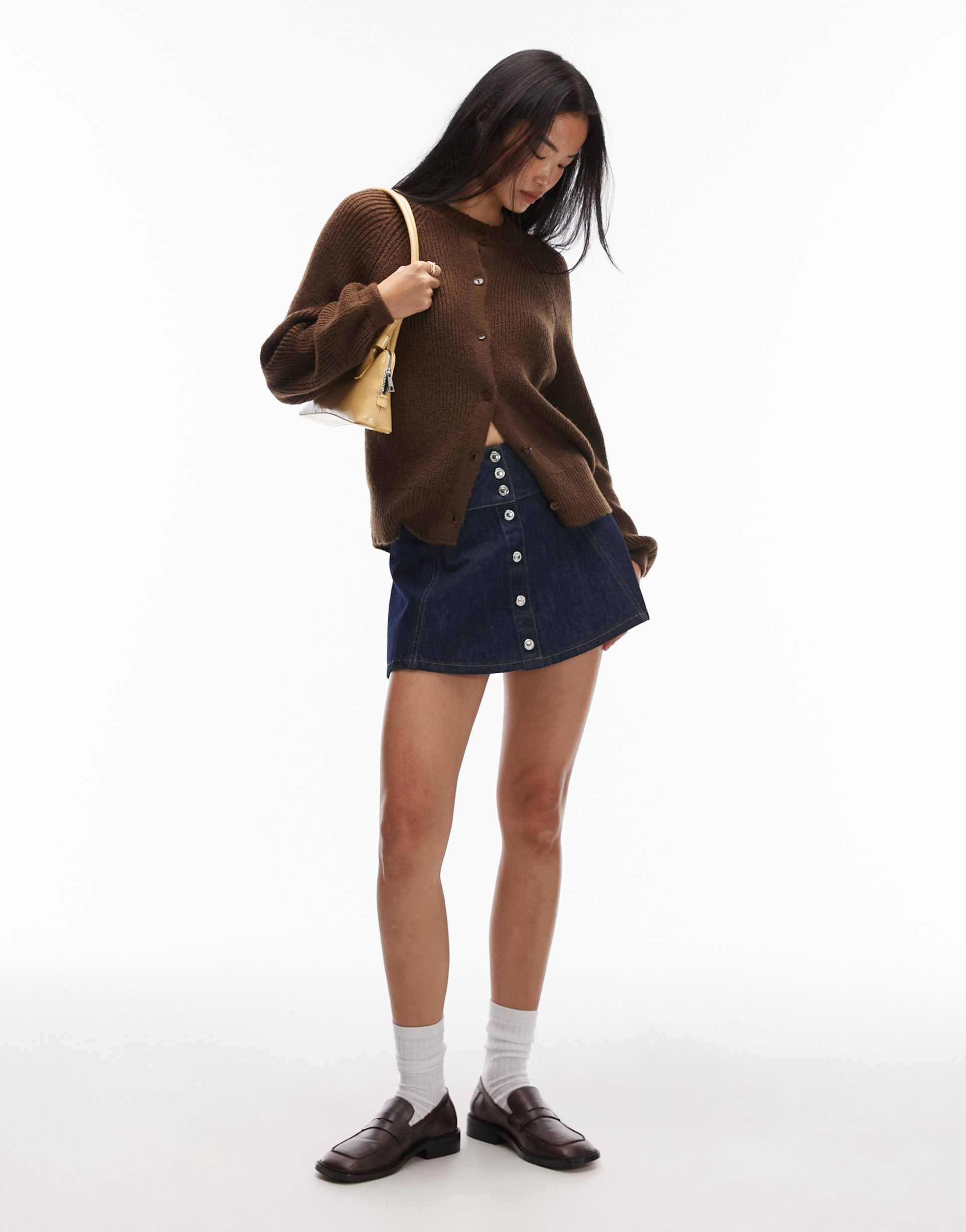 asos design knit raglan cardigan in brown