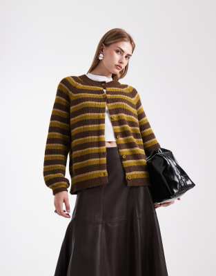 Asos Design Knit Raglan Cardigan In Multi