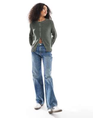 Asos Design Knit Raglan Cardigan In Green