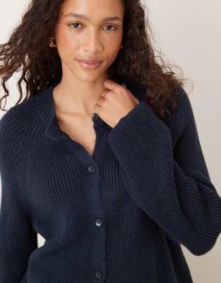 Asos Design Knit Raglan Cardigan In Blue