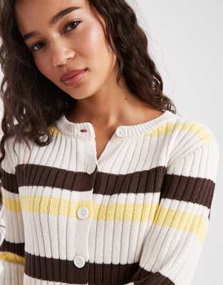 Asos Design Knit Ribbed Cardigan In Multi