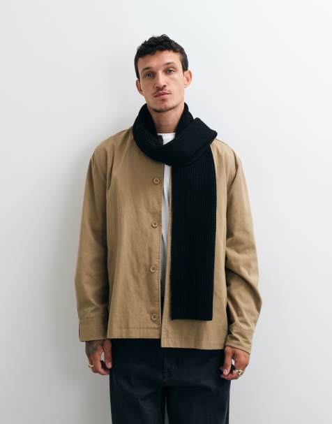 ASOS DESIGN knit ribbed scarf in black - view 1