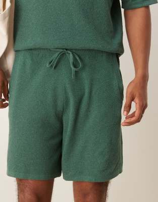 Asos Design Knit Ribbed Shorts In Green