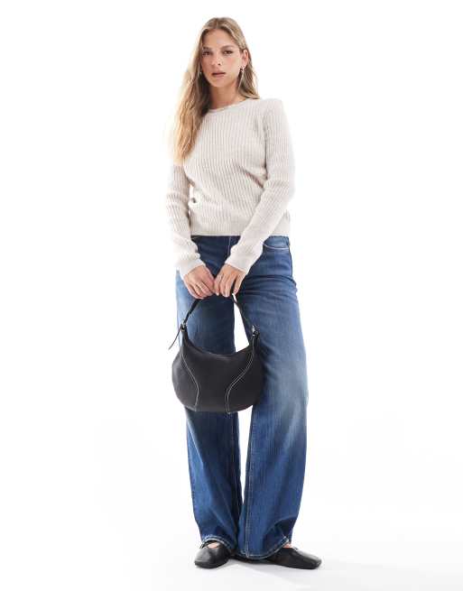 ASOS DESIGN knitted ribbed jumper in ecru