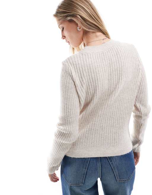 ASOS DESIGN knitted ribbed jumper in ecru