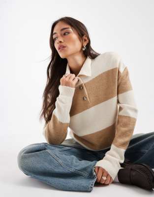 Asos Design Knit Rugby Top In Multi