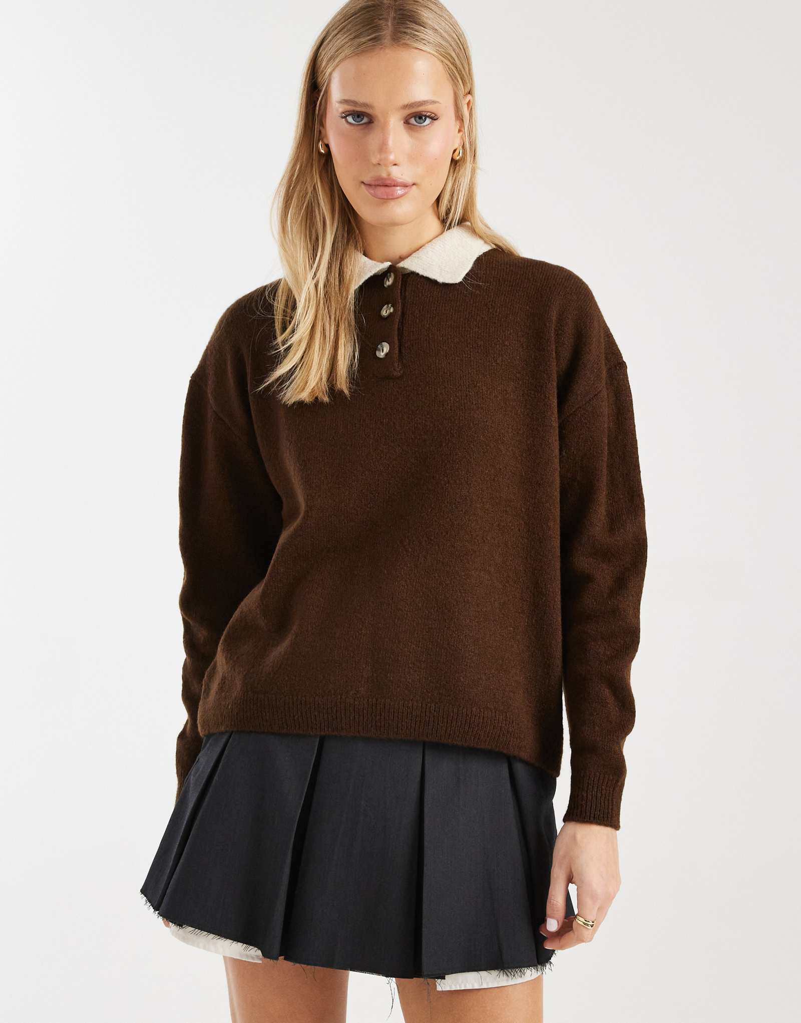 Дизайнерский трикотажный топ для регби ASOS шоколадно-коричневого цвета