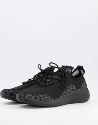 black knit runner trainers