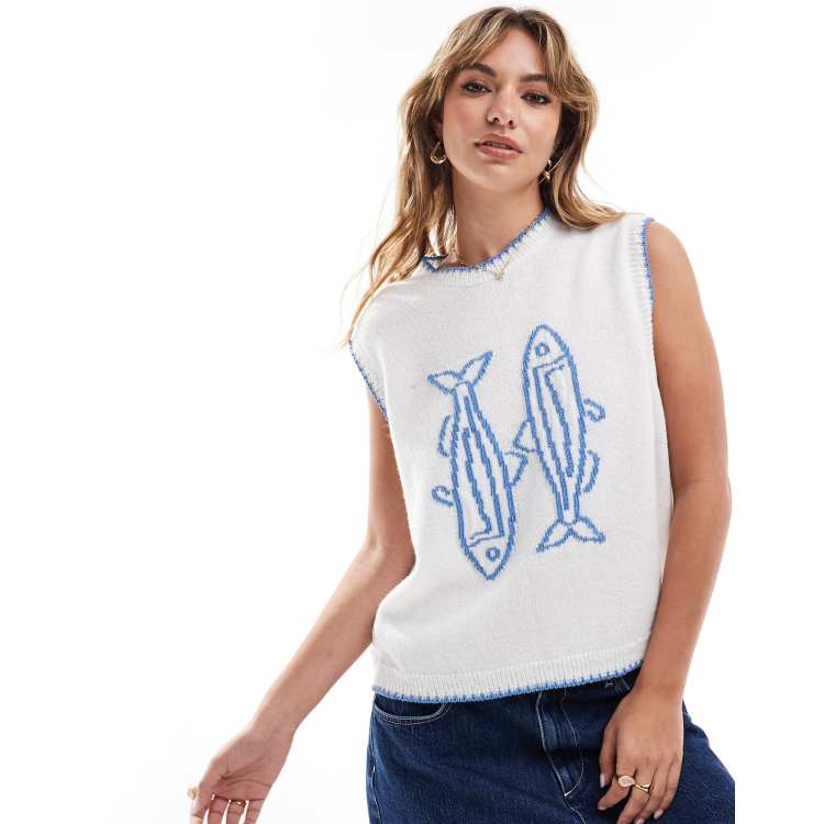 ASOS DESIGN knit sardine tank top in ivory | ASOS
