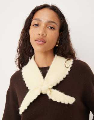 Asos Design Knit Scallop Edge Neckerchief In Yellow