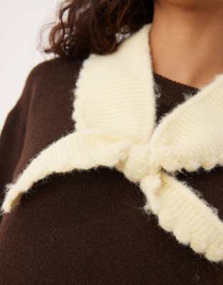 Asos Design Knit Scallop Edge Neckerchief In Yellow