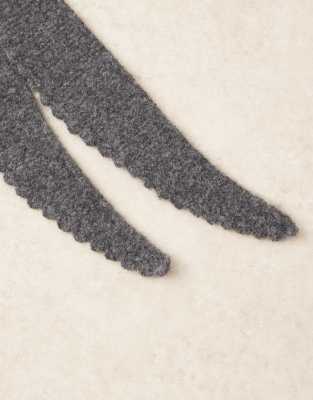Asos Design Knit Scalloped Edge Neckerchief In Gray