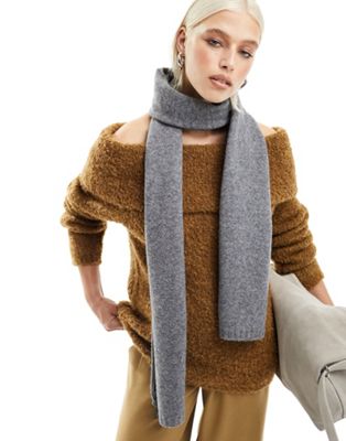 ASOS DESIGN knit scarf in wool mix in charcoal grey