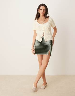 Asos Design Knit Scoop Neck Button Up Cardigan