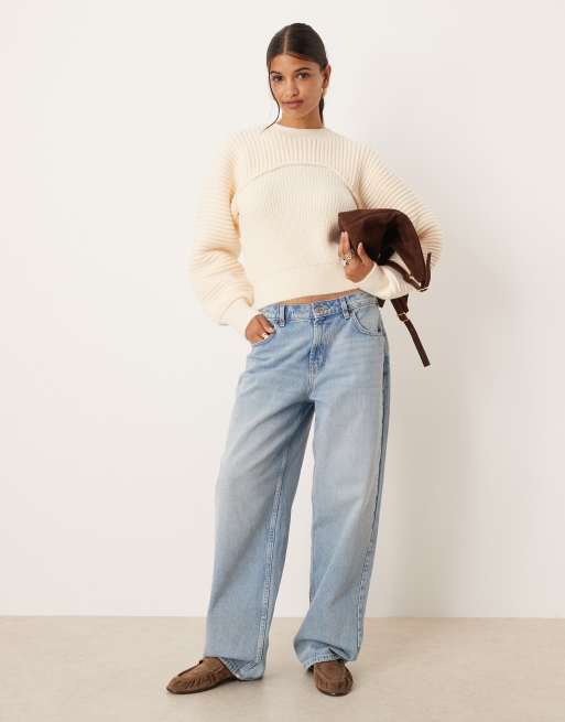 ASOS DESIGN knit sculpted sweater in ecru