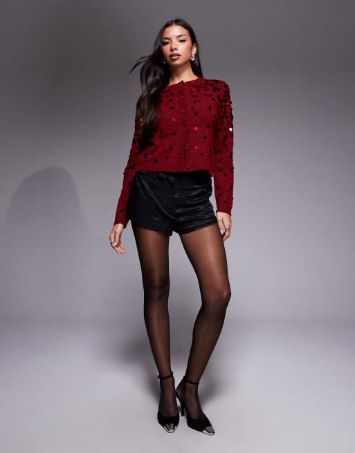 ASOS DESIGN knit sequin cardigan in red, 2 of 4