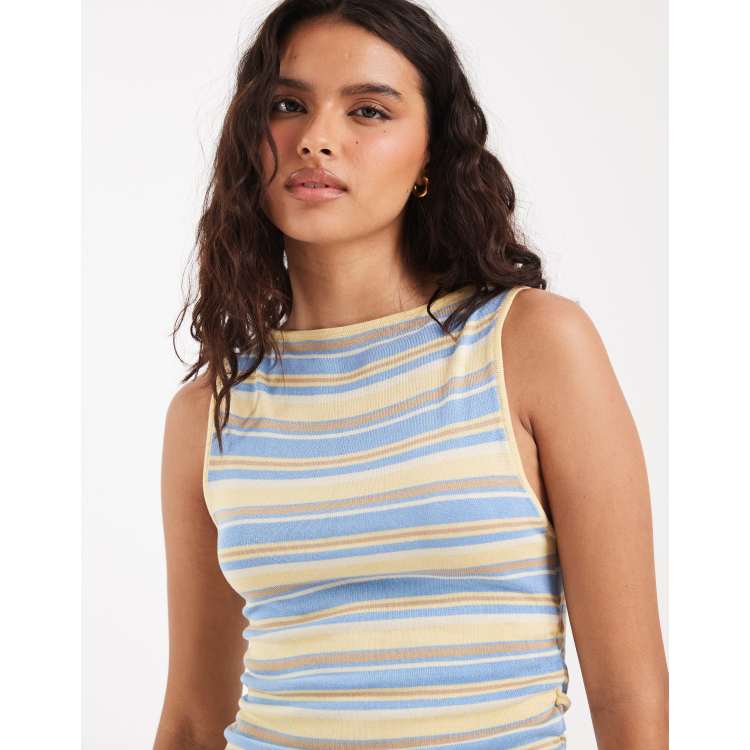 ASOS DESIGN knit sheer asymmetric tank top in stripe | ASOS