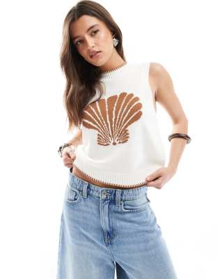 Asos Design Knit Shell Tank Top In White