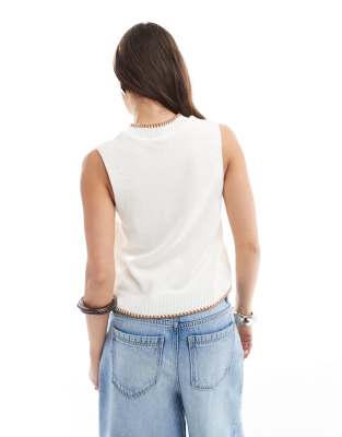 Asos Design Knit Shell Tank Top In White