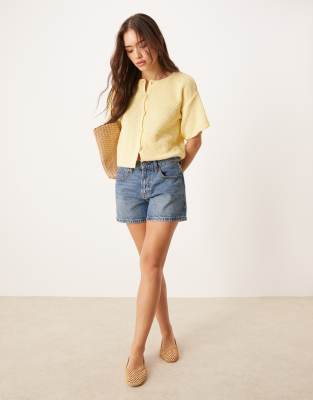 Shop Asos Design Knit Short Sleeve Cardigan