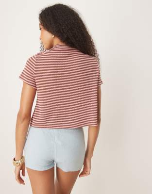 Asos Design Knit Short Sleeve Cardigan In Multi