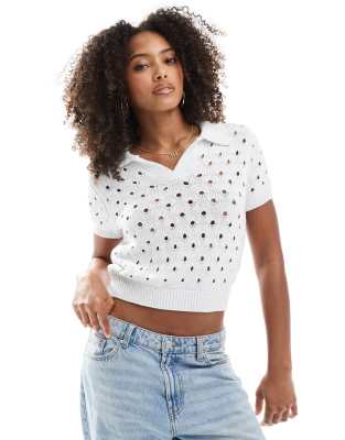 Asos Design Knit Short Sleeve Polo Shirt With Stitch Detail In Yellow