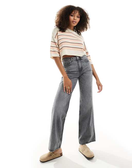 ASOS DESIGN knit short sleeve sweater in neutral stripe, 4 of 4