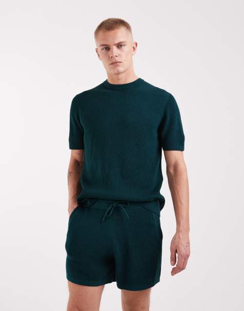 ASOS DESIGN knit shorts in green - part of a set - view 1