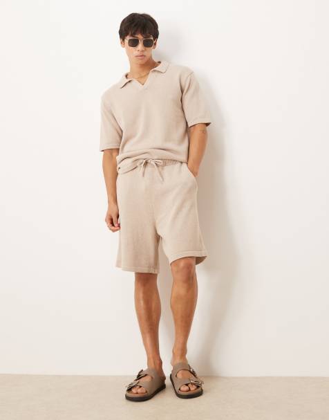 ASOS DESIGN knit shorts in mink - part of a set - view 1