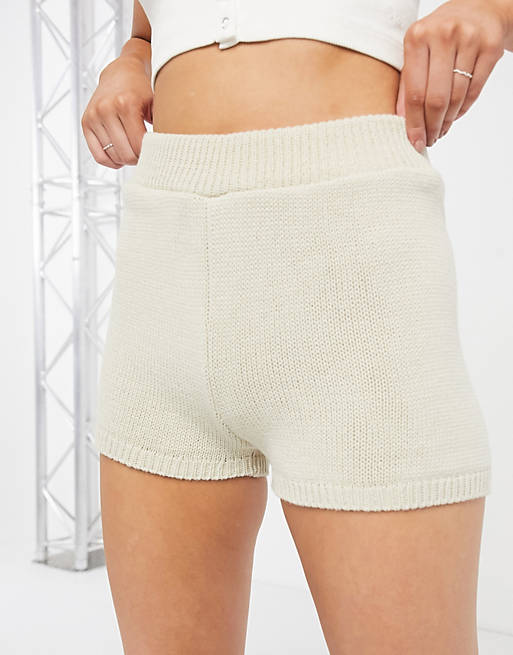 ASOS DESIGN knit shorts in stone - part of a set