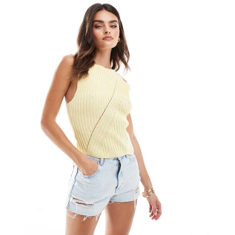 ASOS DESIGN knit slash neck boat top in buttermilk ASOS