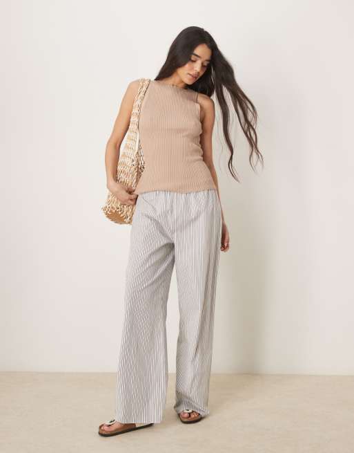 ASOS DESIGN knit slash neck ribbed cami top in taupe, 2 of 4