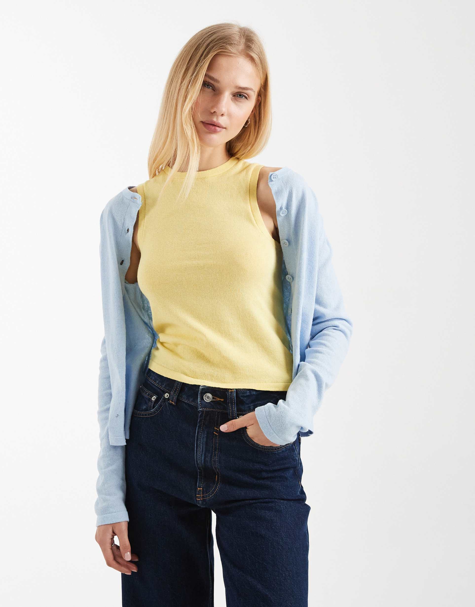 asos design knit slash neck top in buttermilk - part of a set
