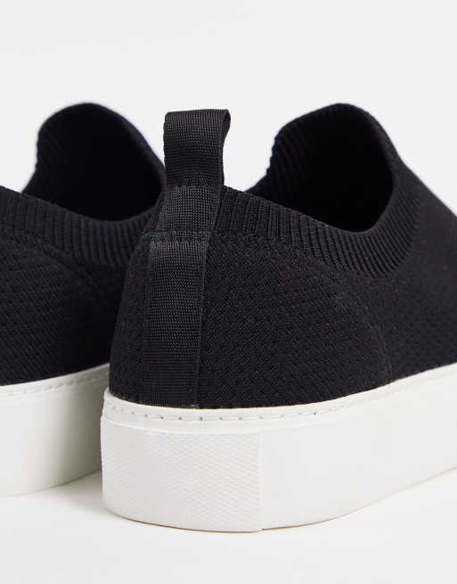 ASOS Design Knit Slip on Sneakers in Black