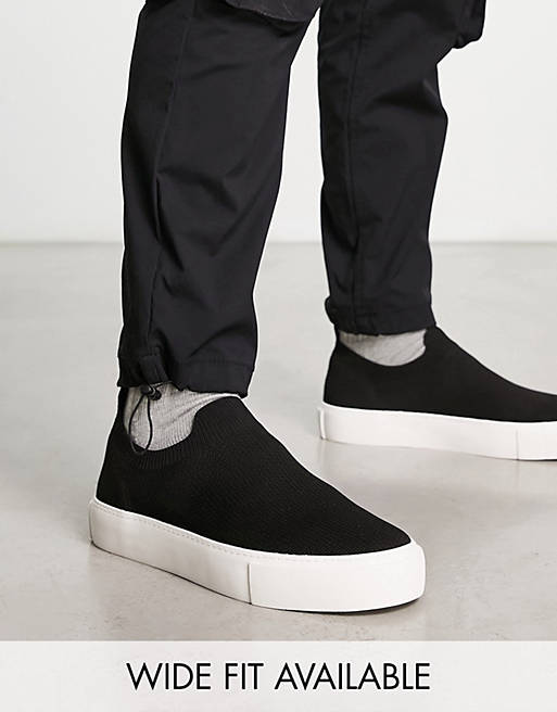 ASOS Design Knit Slip on Sneakers in Black