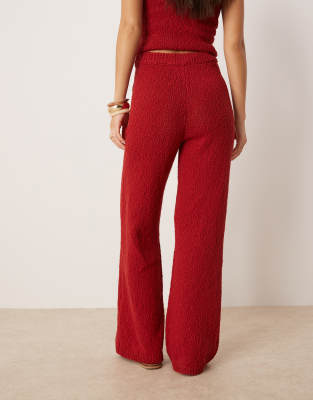 Asos Design Knit Slub Pants In Red