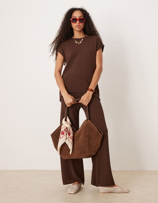 ASOS DESIGN knit slub t-shirt in chocolate - part of a set, 3 of 4